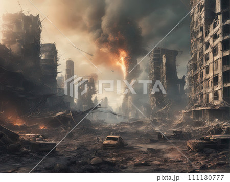 city after nuclear war,destroy, ruin with Generative AI. 111180777
