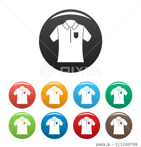 Bowling polo shirt icons set 9 color vector isolated on white for any design 111180799