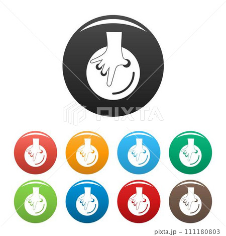 Hand take bowling ball icons set 9 color vector isolated on white for any design Hand take bowling ball icons set 9 color vector isolated on white for any design 111180803