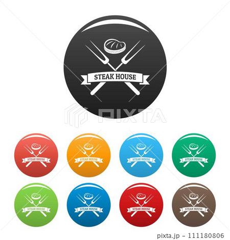 Steak bbq house icons set 9 color vector isolated on white for any design 111180806