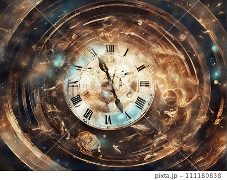Abstract clocks fill space with Generative AI. 111180838
