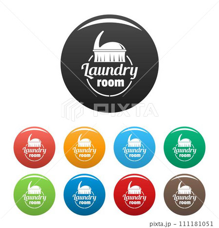 Laundry room icons set 9 color vector isolated on white for any design Laundry room icons set 9 color vector isolated on white for any design 111181051