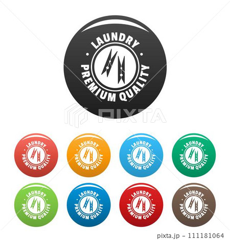 Laundry premium quality icons set 9 color vector isolated on white for any design 111181064