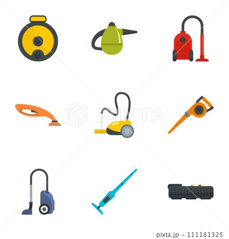 Modern carpet sweeper icon set. Flat set of 9 modern carpet sweeper vector icons for web design 111181325