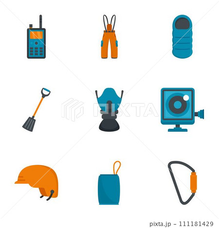 Climbing travel icon set. Flat set of 9 climbing travel vector icons for web design 111181429