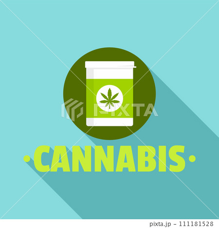 Cannabis pill box logo. Flat illustration of cannabis pill box vector logo for web design Cannabis pill box logo. Flat illustration of cannabis pill box vector logo for web design 111181528