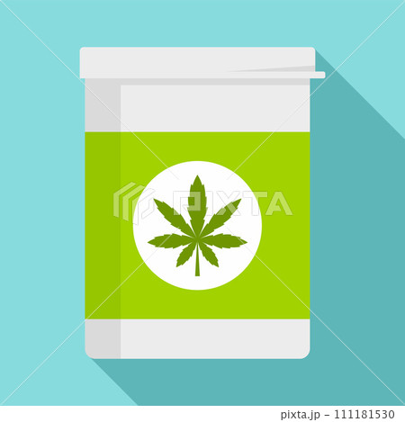 Marijuana pill box icon. Flat illustration of marijuana pill box vector icon for web design Marijuana pill box icon. Flat illustration of marijuana pill box vector icon for web design 111181530