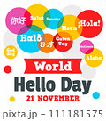 World hello day concept background. Flat illustration of world hello day vector concept background for web design 111181575
