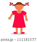 Happy girl kid icon. Flat illustration of happy girl kid vector icon for web design 111181577