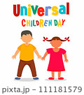 Boy and girl children day concept background. Flat illustration of boy and girl children day vector concept background for web design 111181579