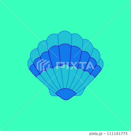 The blue seashell on the green background The blue seashell on the green background 111181775