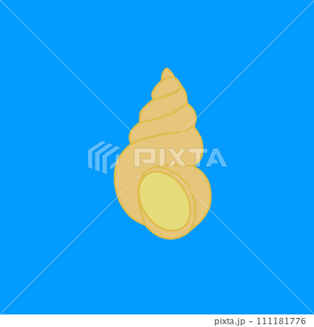 The beige seashell on the blue background The beige seashell on the blue background 111181776