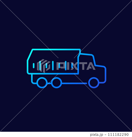 tipper or dumper truck line vector icon tipper or dumper truck line vector icon 111182290