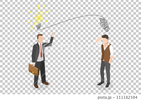 3D Isometric Flat  Conceptual Illustration of Proactivity vs Reactivity 111182384