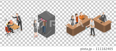 3D Isometric Flat  Conceptual Illustration of Criminal Lawyer 111182405
