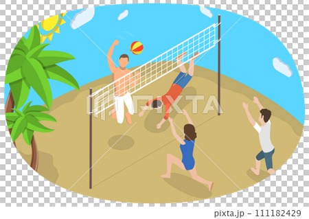 3D Isometric Flat Conceptual Illustration of Beach Volleyball 3D Isometric Flat Conceptual Illustration of Beach Volleyball 111182429