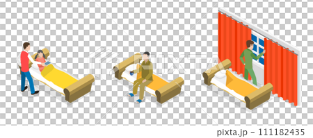 3D Isometric Flat  Conceptual Illustration of Sleep Hygiene 111182435