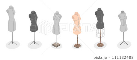 3D Isometric Flat  Set of Tailors Mannequins 111182488