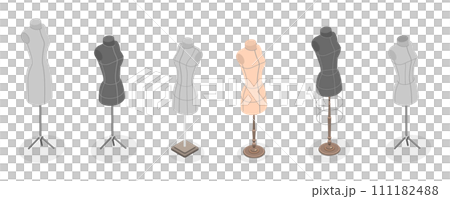 3D Isometric Flat  Set of Tailors Mannequins 111182488