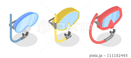 3D Isometric Flat Set of Dive Glasses 3D Isometric Flat Set of Dive Glasses 111182493