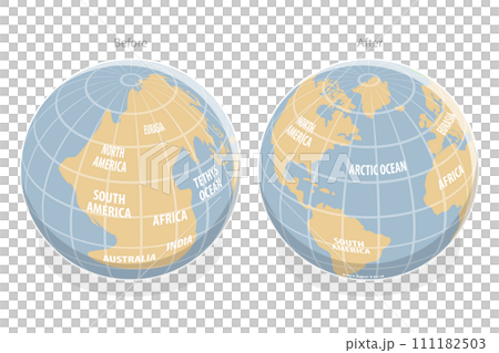 3D Isometric Flat  Conceptual Illustration of Continental Drift 111182503
