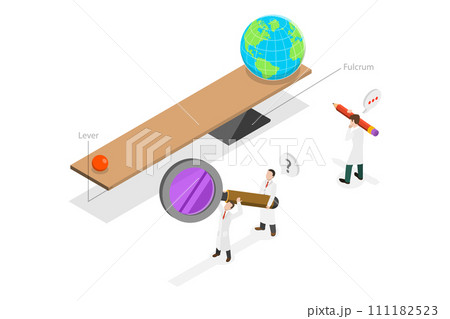 3D Isometric Flat  Conceptual Illustration of Simple Machines By Archimedes 111182523