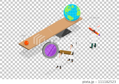 3D Isometric Flat  Conceptual Illustration of Simple Machines By Archimedes 111182523
