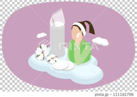 3D Isometric Flat Icon of Cotton Pads, Eco Friendly Products for Skin Care 3D Isometric Flat Icon of Cotton Pads, Eco Friendly Products for Skin Care 111182706