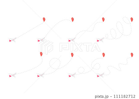 Illustration of Airplane Trajectories Set, Air Travel Illustration of Airplane Trajectories Set, Air Travel 111182712