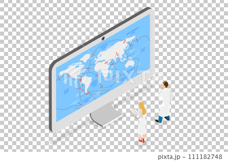 3D Isometric Flat  Conceptual Illustration of Map of Tectonic Plates, Earth Lithosphere 111182748