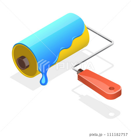 3D Isometric Flat  Icon of Paint Roller, Decoration Tool, Home Renovation 111182757
