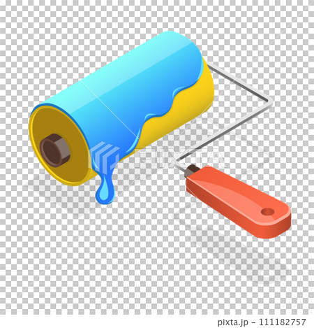 3D Isometric Flat  Icon of Paint Roller, Decoration Tool, Home Renovation 111182757