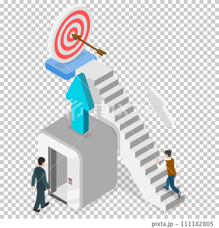 3D Isometric Flat Conceptual Illustration of Elevator To Success, Cheating or Business Advantage 3D Isometric Flat Conceptual Illustration of Elevator To Success, Cheating or Business Advantage 111182805