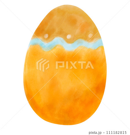 Watercolor Easter egg isolated on white background. Colorful, decorated hand drawn egg for Happy Easter holiday, greeting cards, spring decor. 111182815