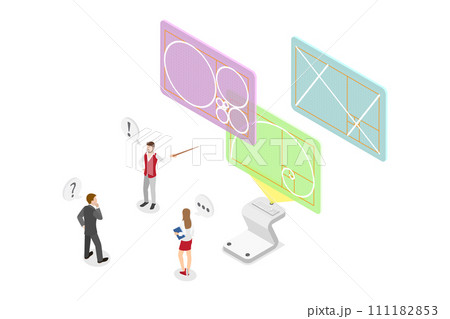 3D Isometric Flat  Conceptual Illustration of Golden Ratio, Geometry Harmony and Balance 111182853