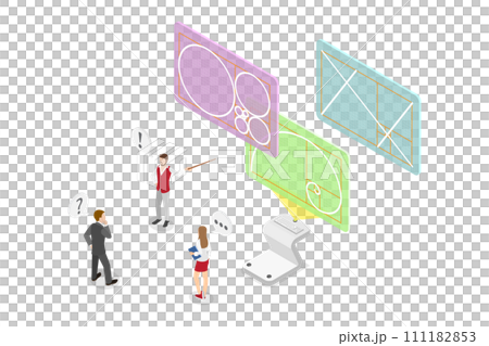 3D Isometric Flat  Conceptual Illustration of Golden Ratio, Geometry Harmony and Balance 111182853