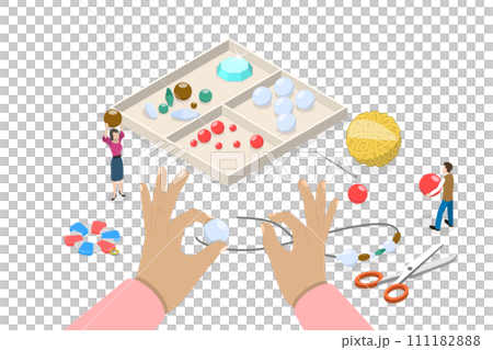 3D Isometric Flat Conceptual Illustration of Making Jewelry, Craft Handmade Hobby 3D Isometric Flat Conceptual Illustration of Making Jewelry, Craft Handmade Hobby 111182888