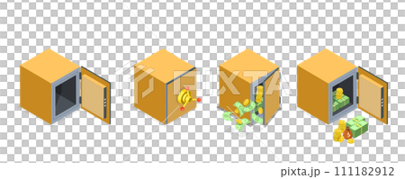 3D Isometric Flat Set of Bank Vaults, Steel...のイラスト素材 [111182912] - PIXTA