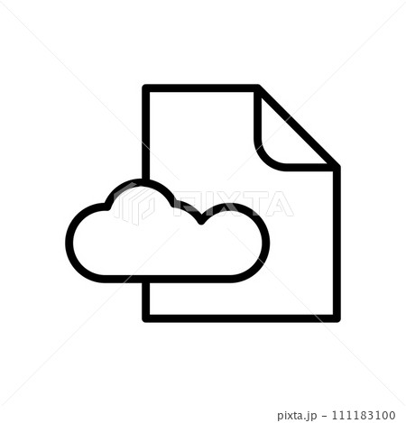 Vector black line icon remote file in the cloud isolated on white background 111183100