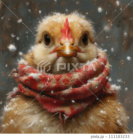 AI-generated content. Chicken in the Snow 111183233