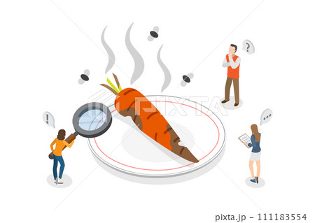 3D Isometric Flat  Conceptual Illustration of Rotten Carrot, Food Organic Waste 111183554