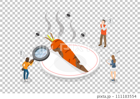 3D Isometric Flat Conceptual Illustration of Rotten Carrot, Food Organic Waste 3D Isometric Flat Conceptual Illustration of Rotten Carrot, Food Organic Waste 111183554