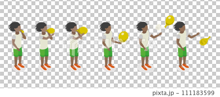 3D Isometric Flat Conceptual Illustration of Balloon Inflation, Kid Blowing Air to a Balloon and Let it Out in the Air 3D Isometric Flat Conceptual Illustration of Balloon Inflation, Kid Blowing Air to a Balloon and Let it Out in the Air 111183599