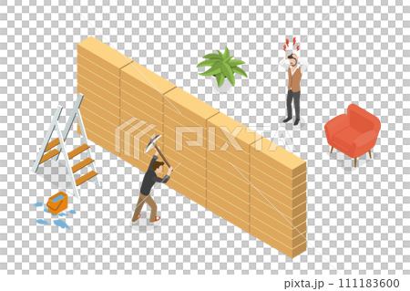 3D Isometric Flat Conceptual Illustration of Noisy Neighbor, Man Annoyed by Noise from Neighboring Apartment 3D Isometric Flat Conceptual Illustration of Noisy Neighbor, Man Annoyed by Noise from Neighboring Apartment 111183600