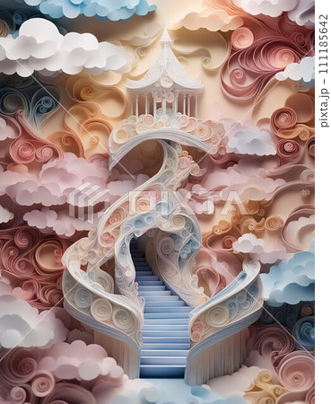 Paper Quilling of a Stairway 111185642