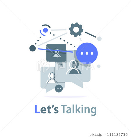 people talk with bubble chat,speaking of people,flat design icon vector illustration 111185756