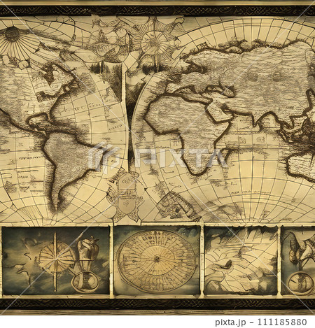 AI-generated content. A Map of the World With All the Countries. Generative AI. 111185880