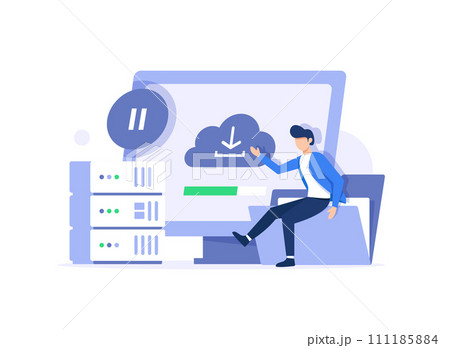 Big Data and Cloud Computing,Actionable data concept,Business characters using remote servers to analyzing Big Data and Cloud Computing,Actionable data concept,Business characters using remote servers to analyzing 111185884