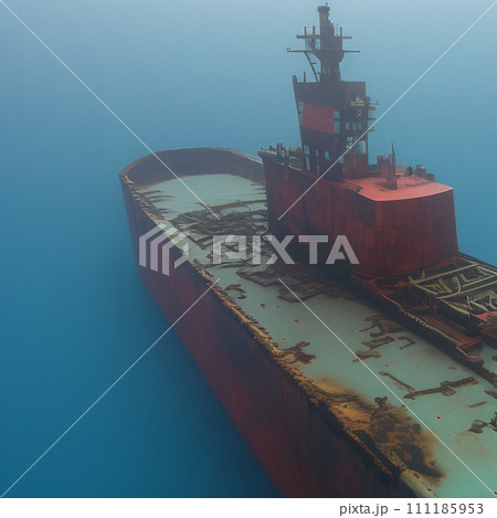 AI-generated content. A sunken Ship in the Vast Ocean. Generative AI. 111185953