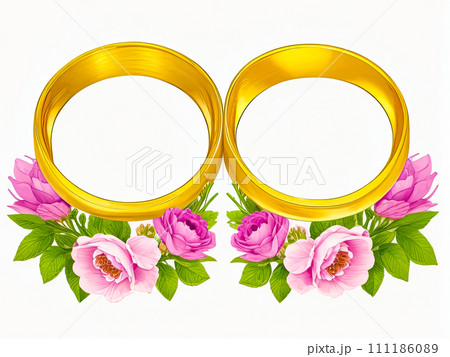 Wedding rings isolated on white background. Valentine's days, greetings cards congratulations 111186089
